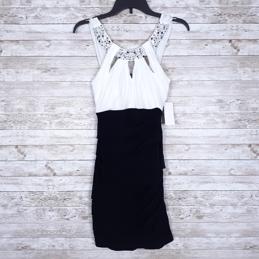 City Studio Layered Dress S Faux Gems 293